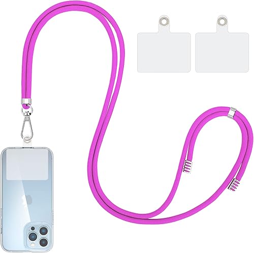 Miniatura 8 de Cordón cruzado para teléfono celular, cordones universales para teléfono con 2 parches transparentes compatibles con la mayoría de teléfonos (negro)