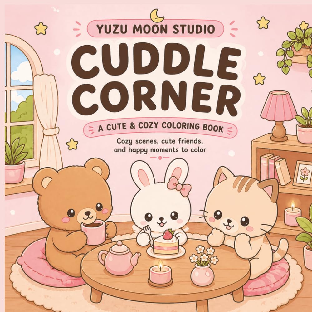 Cuddle Corner - A cute & cozy coloring book: Cozy scenes, cute friends and happy moments to color