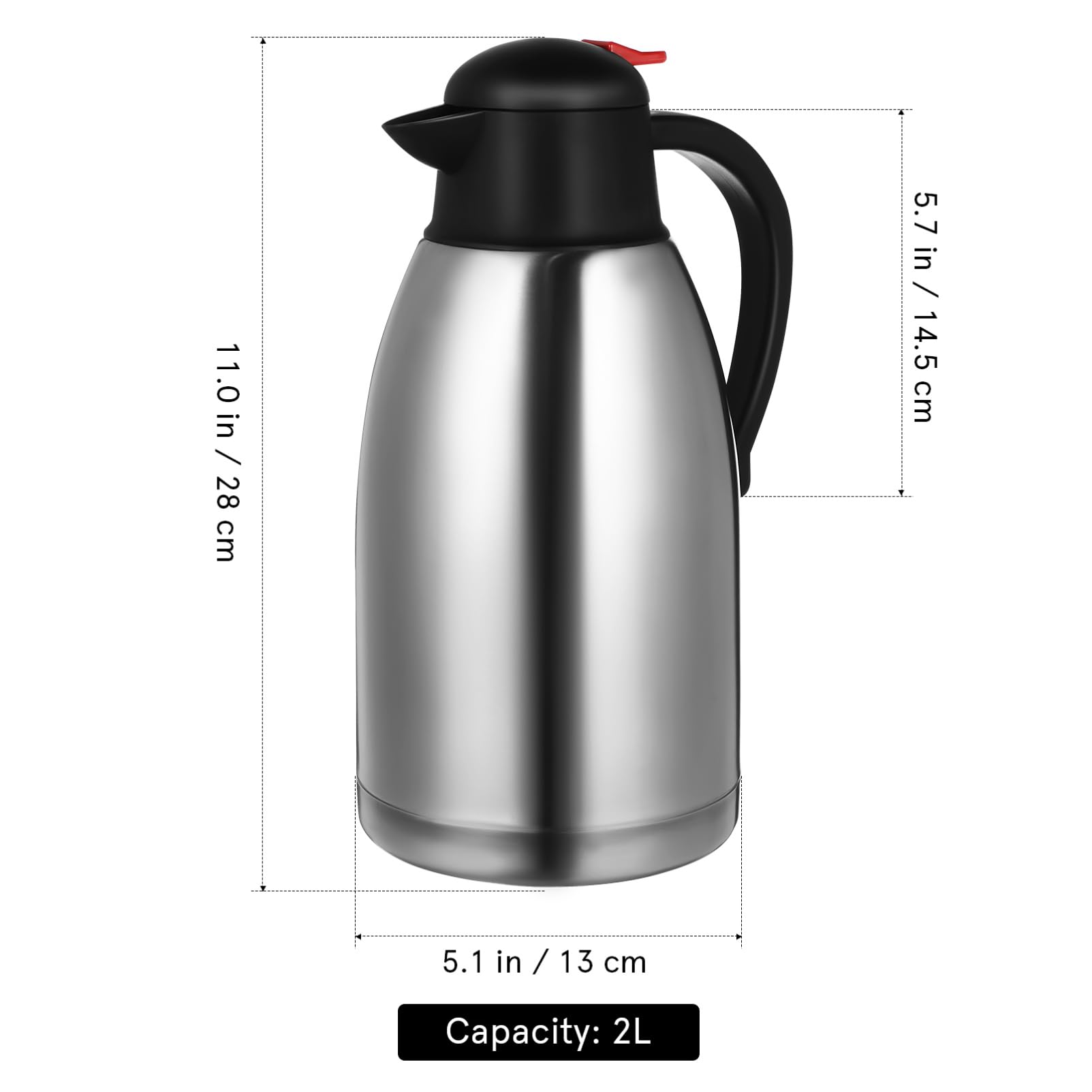 OFFSCH Stainless Steel Thermal Carafe Insulated Beverage Pitcher with Lid for Liquids Elegant Design for Coffee Tea and Soup Capacity