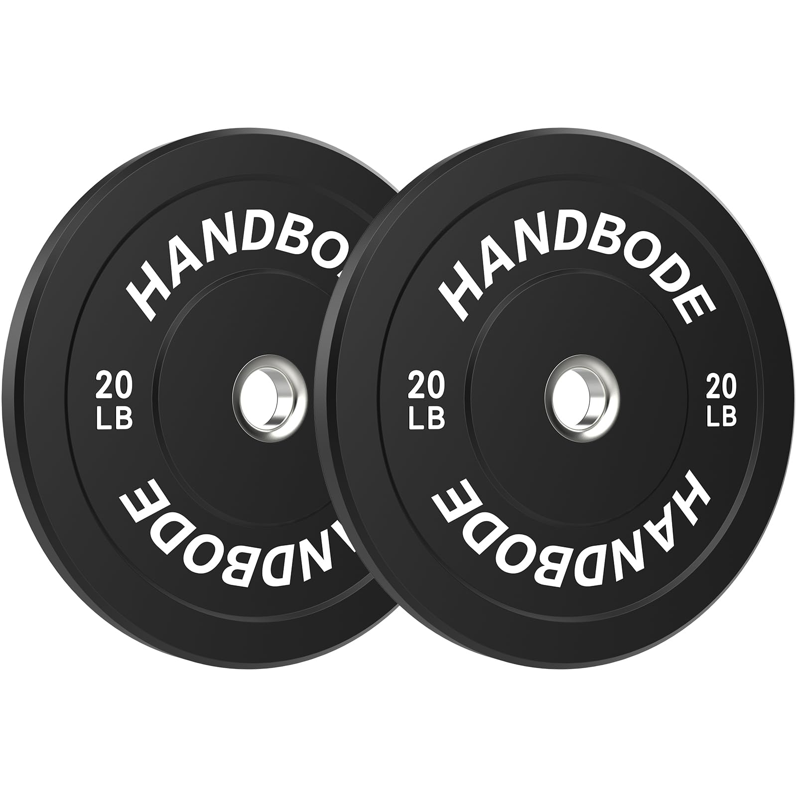 HANDBODE Bumper Plates, 20 lb Olympic Weight Plates Set of 2, Rubber Bumper Weights Plate with 2 Inch Steel Insert for Barbell, Standard Strength Training Plates for Weightlifting