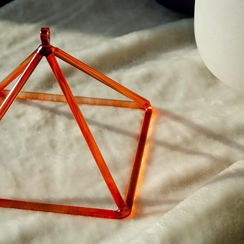 Miniatura 5 de TOPFUND Pirámide cantante de cristal naranja de 7 pulgadas con estuche de transporte de cuero artificial y mazo de gamuza de cuarzo