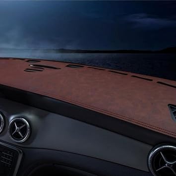 Car Dashboard Sun Shade Mat for Mercedes Benz GLS-Class 2020 2021 2022 2023 2024, Leather Non-Slip Anti-Glare Center Console Light Proof Mat Heat Resistant, Cutout Speaker Custom,D Brown