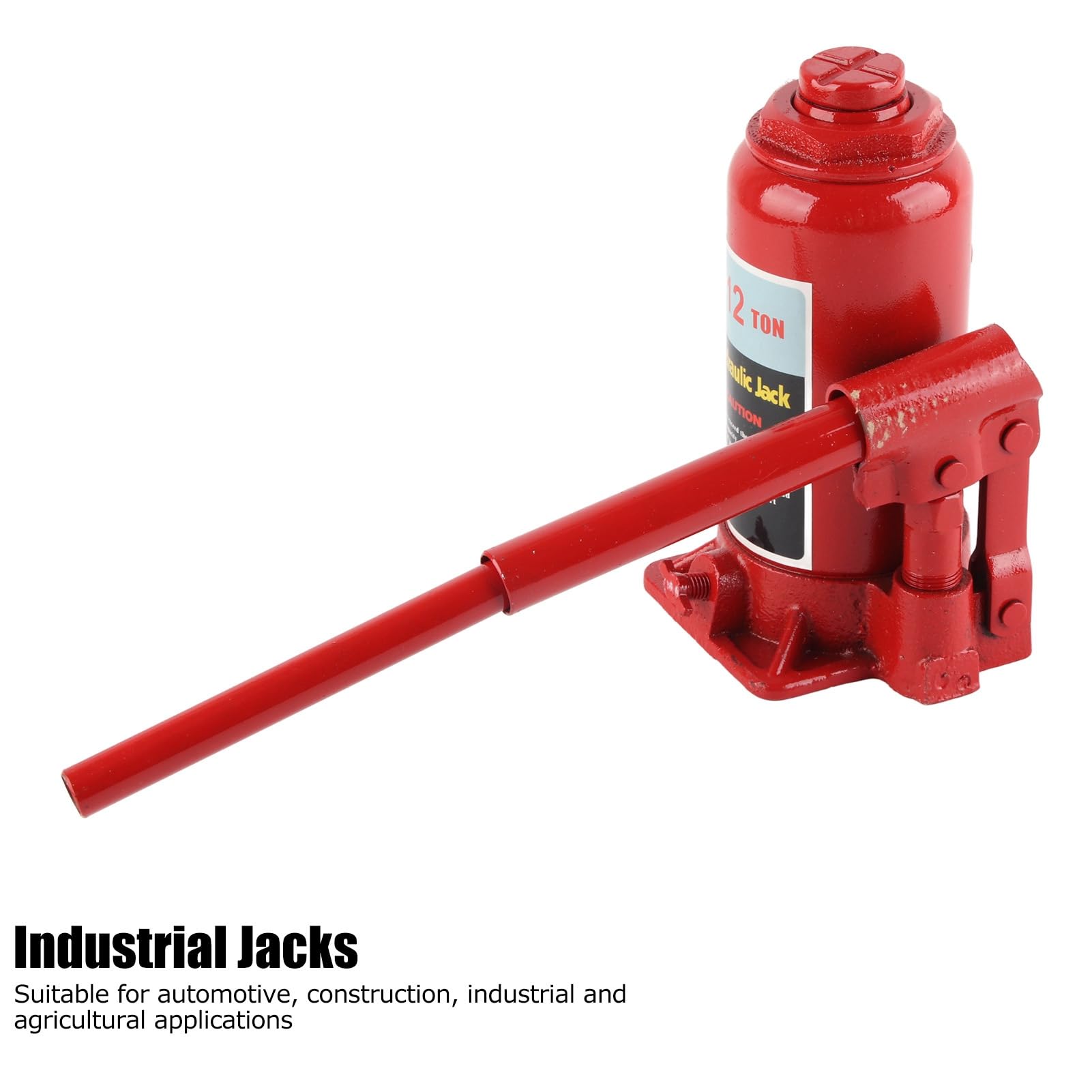 Cocoarm Gatos Hidráulicos de Botella, Gatos Hidráulicos de 12 Toneladas con Construcción de Placa de Acero Gruesa, Rango de Elevación de 195-370 Mm, Silla Ranurada y Base Ancha, para Construcción