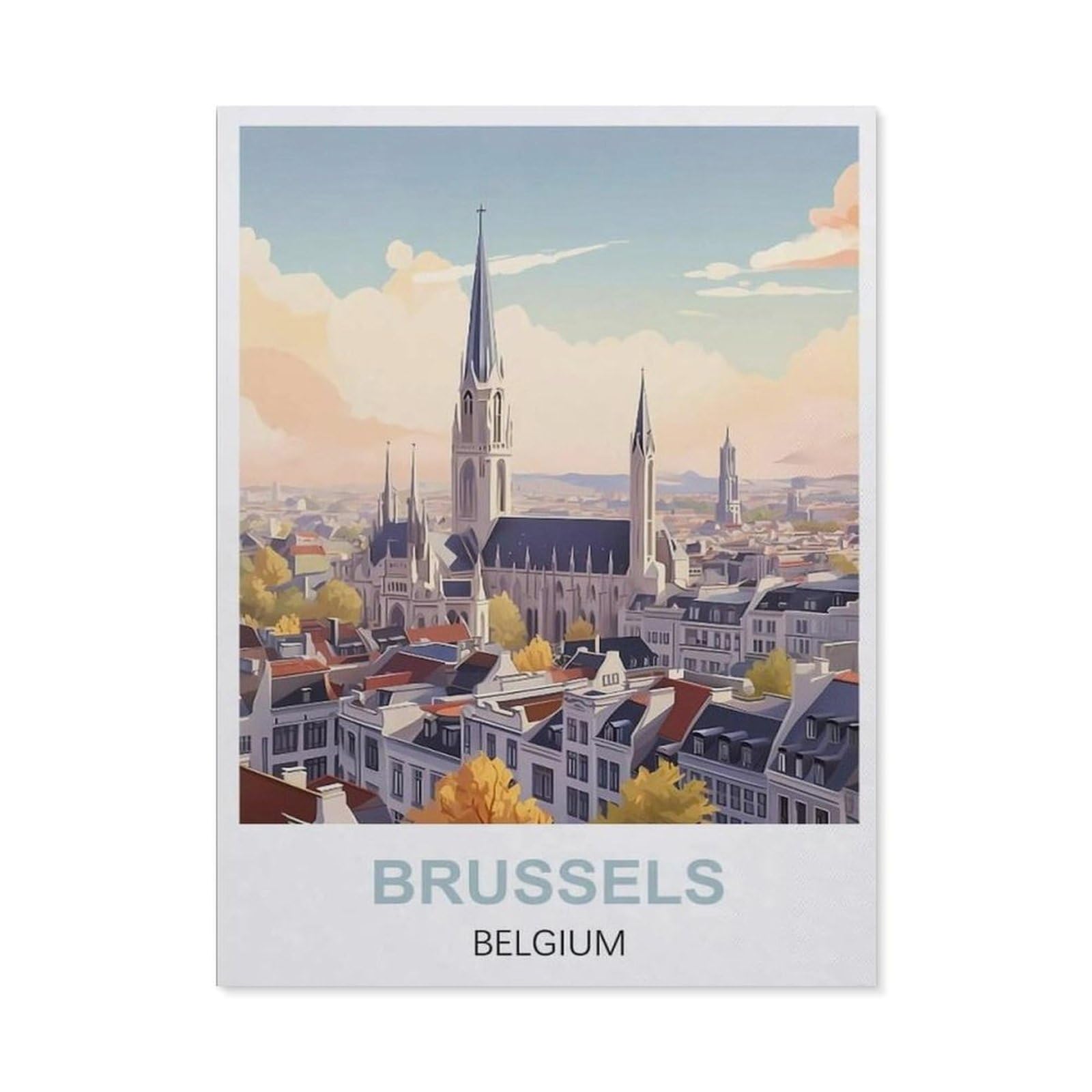 Tin Sign，Brussels Belgium(15x30cm）