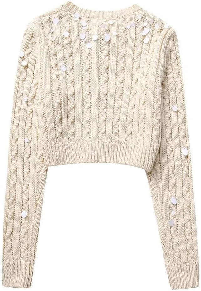 Women's Fall and Winter Temperament Versatile Slim Sequin Knitwear