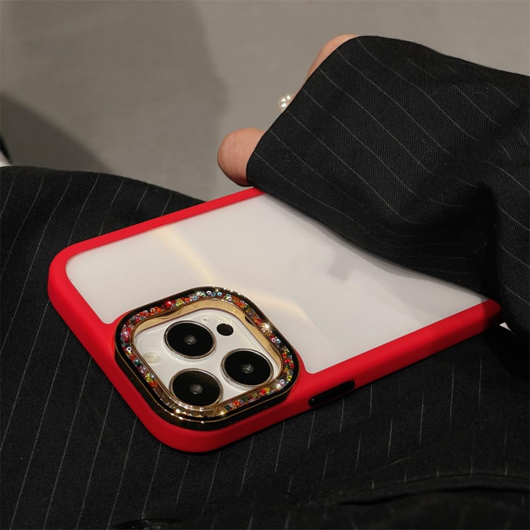 Coque antichoc de luxe diamant pour iPhone 14 Pro Max rouge
