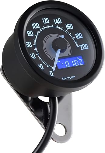Daytona Velona - Velocímetro MPH para motocicleta, 200 mph para Honda Rebel, Cafe Racer, Harley Davidson y otras motocicletas personalizadas,