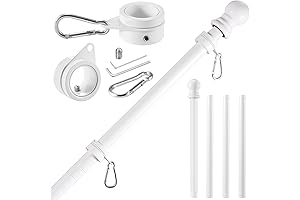Premium 5 ft. White Flag Pole Kit for Outdoor House Mount