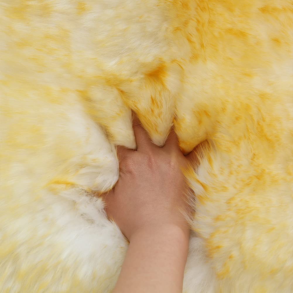 Grand tapis en peau de mouton véritable – Jeté en peau de mouton douce pour salon et chambre à coucher, 150 x 200 cm, couleur naturelle et confortable, décoration d'intérieur