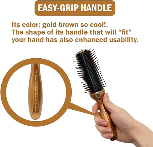 Miniatura 7 de Cepillo secador de pelo antiestático, cepillo alisador de pelo de viaje para mujeres y hombres, cepillo desenredante de secado con cerdas de acero