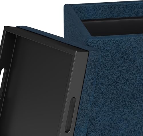 Miniatura 8 de SIMPLIHOME Rockwood - Otomana de almacenamiento en cubo con bandeja, otomana tapizada de cuero vegano de 17 pulgadas de ancho, otomana cuadrada de