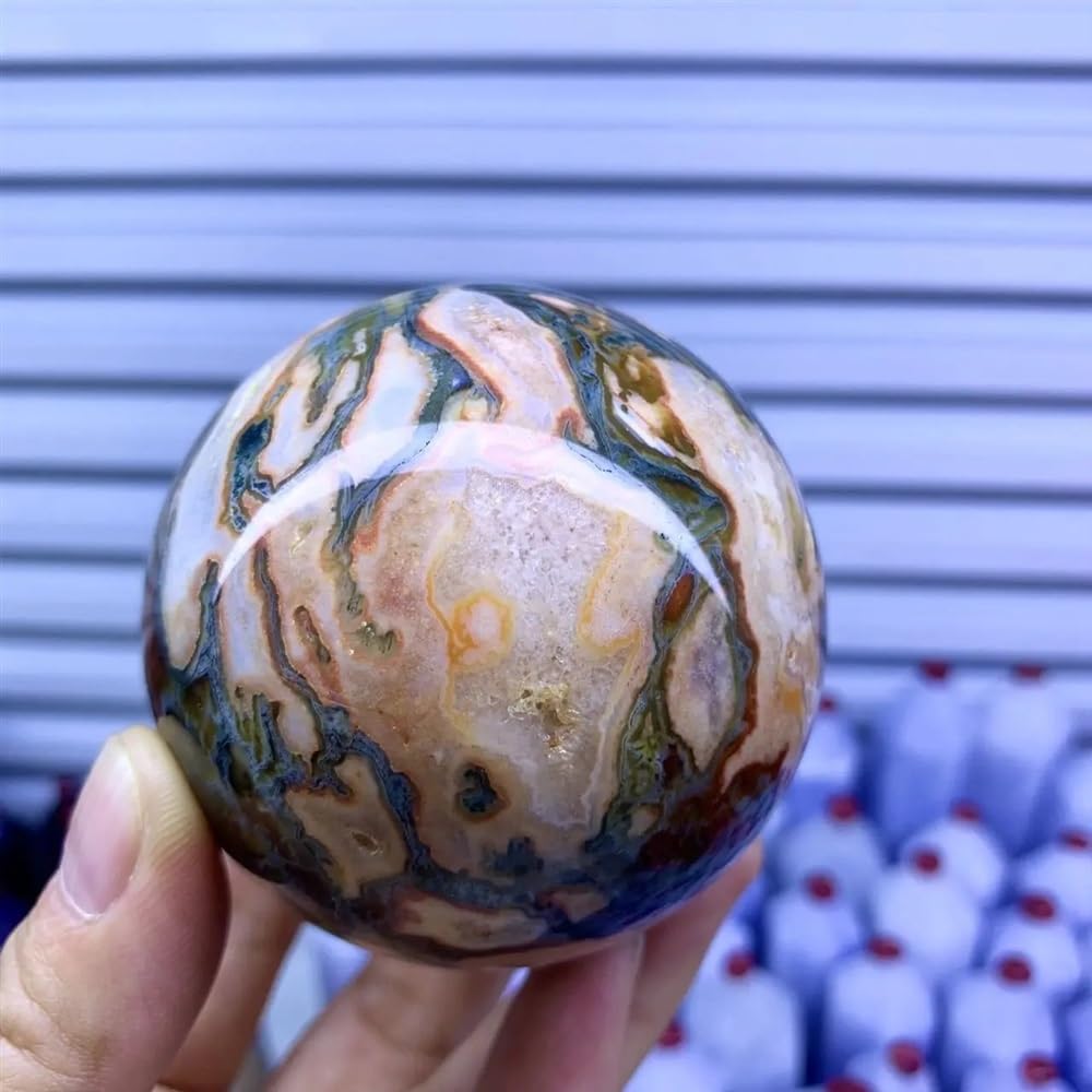 RVBLRDSE Stone Red Agate Seaweed Crystal Ball Carnelian Sphere Gemstone Home Decoration Gifts Gemstone Stone