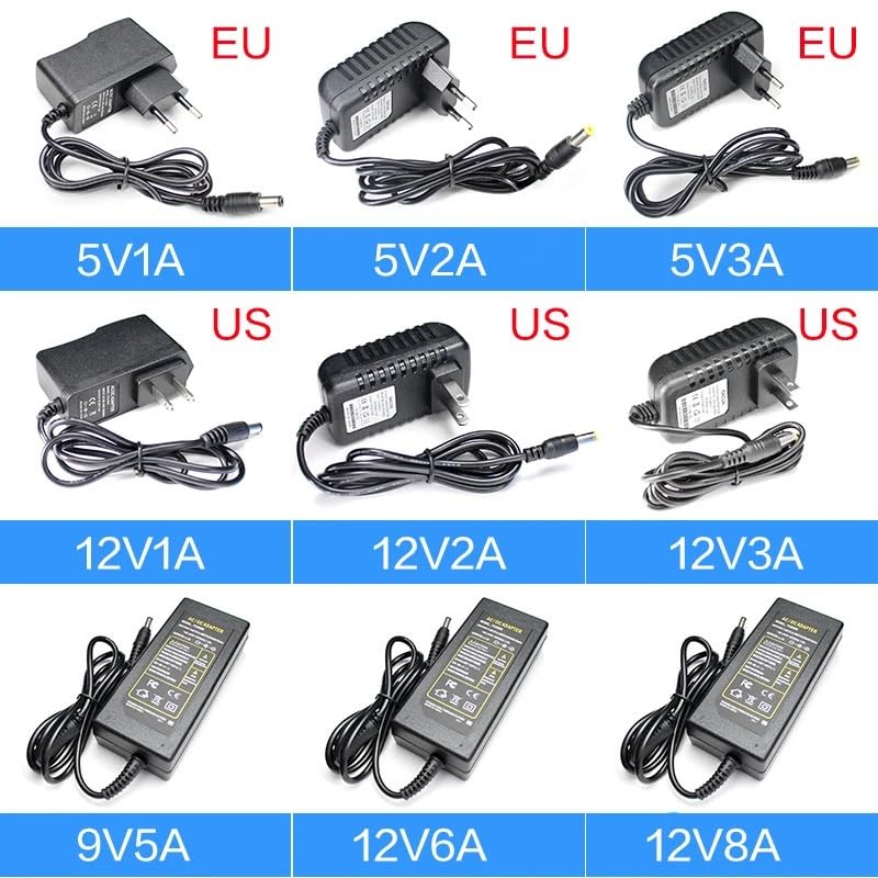 1 Pcs AC 220V 110V to DC Power Adapter 5V 12V 24V 9V 15V 13V LED LT Transformer 5 12 24V 1A 2A 3A 5A 6A 8A for LED Driver Strip(Color:5V,Size:6A_US)