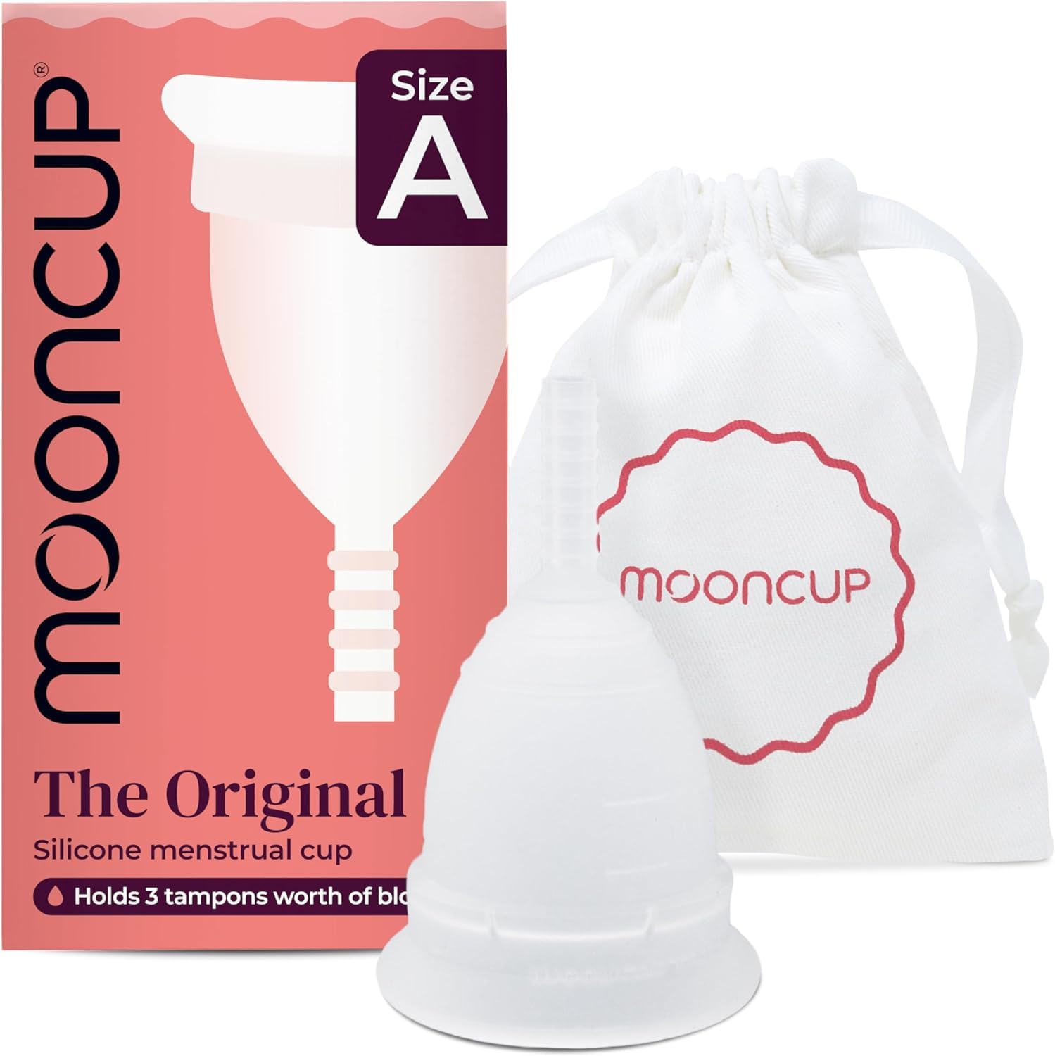 – Mooncup Original Menstrual Cup - Medical-Grade Silicone Period Cup for Protection - Holds 3 Tampons Worth of Fluid - Toxin-Free, Eco-Friendly & Easy to Insert - Size A (for 30+ or Post-Childbirth)