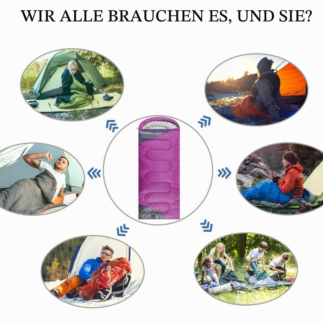 tuphen Schlafsack - 3-4 Jahreszeiten Camping Schlafsäcke für Erwachsene - kompakter Schlafsack für Wandern, Rucksacktourismus - leichtes wasserdichtes verpackbares Reisegepäck