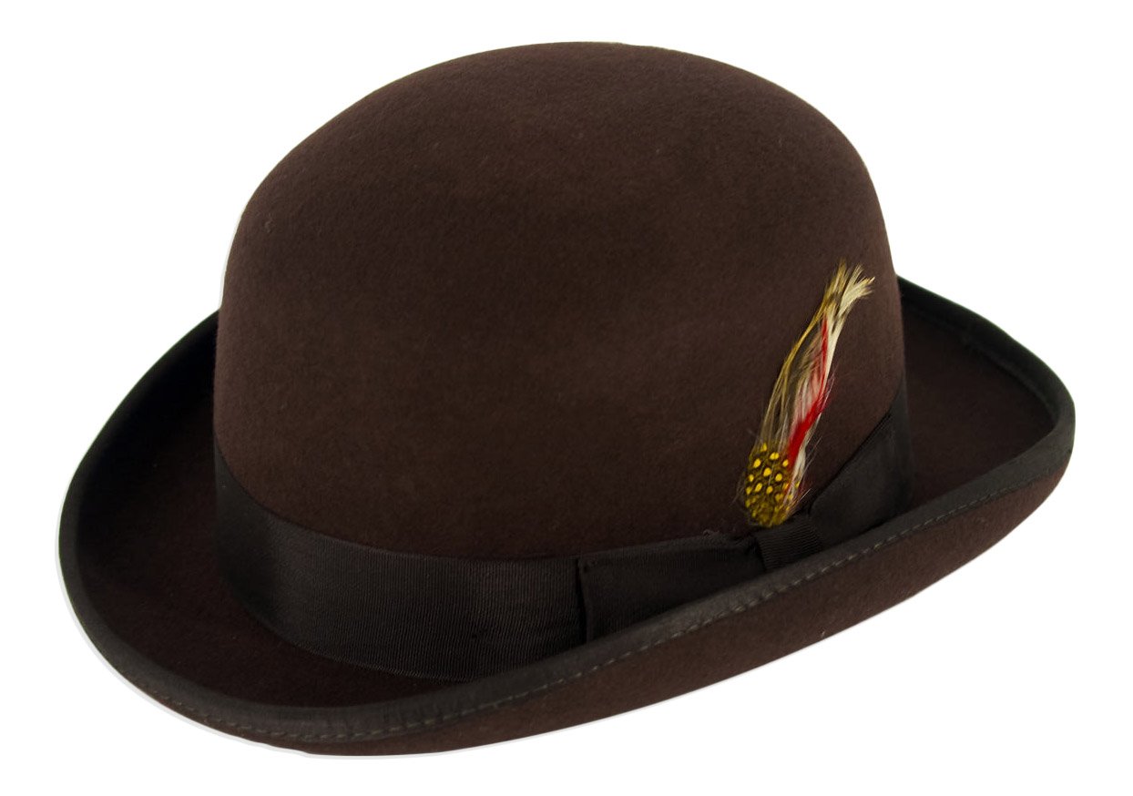 Gamble & Gunn Men's Brown Hard Top 100% Wool Bowler Hat (55Cm)