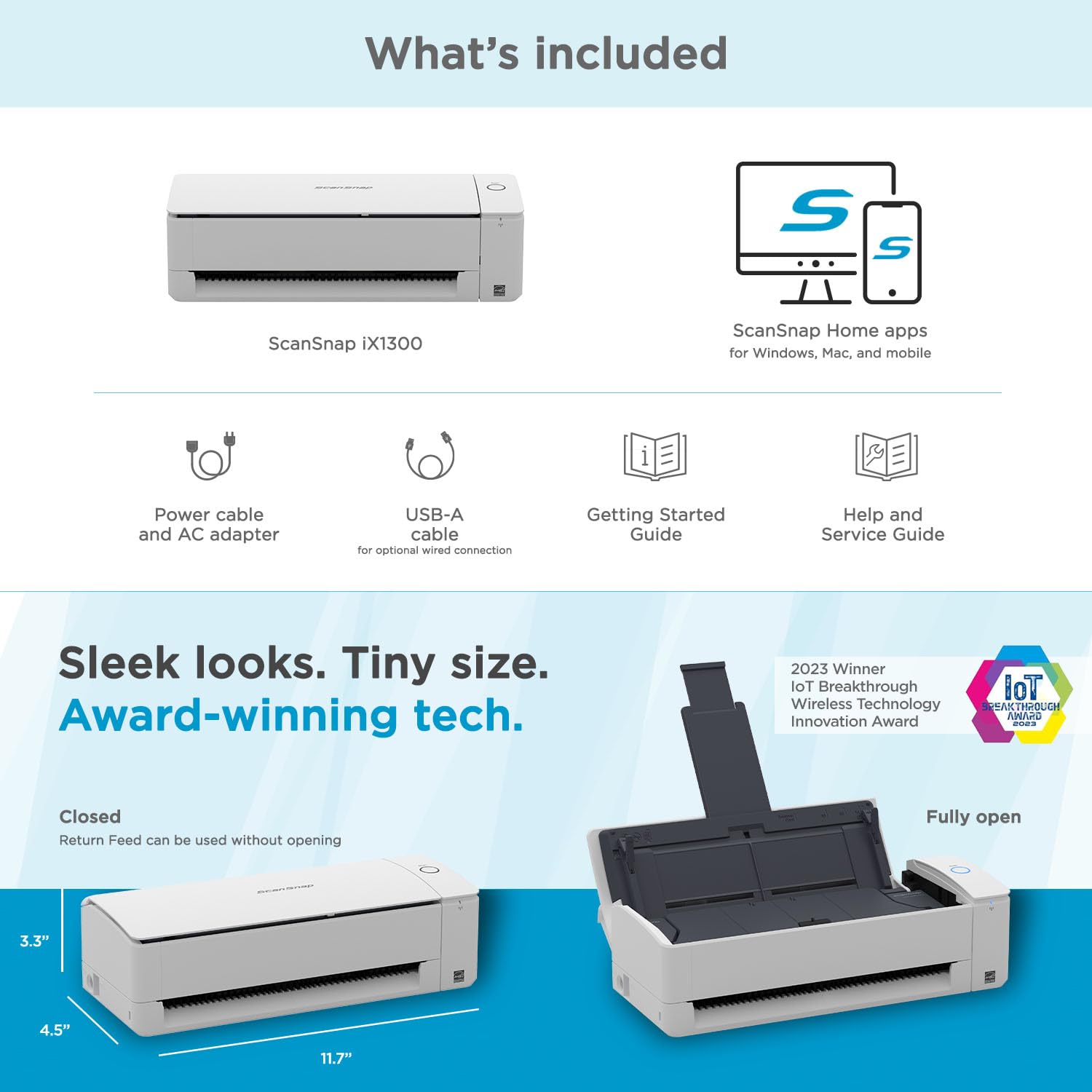 ScanSnap iX1300 Branco: Scanner de Documentos, Fotos e Receitos