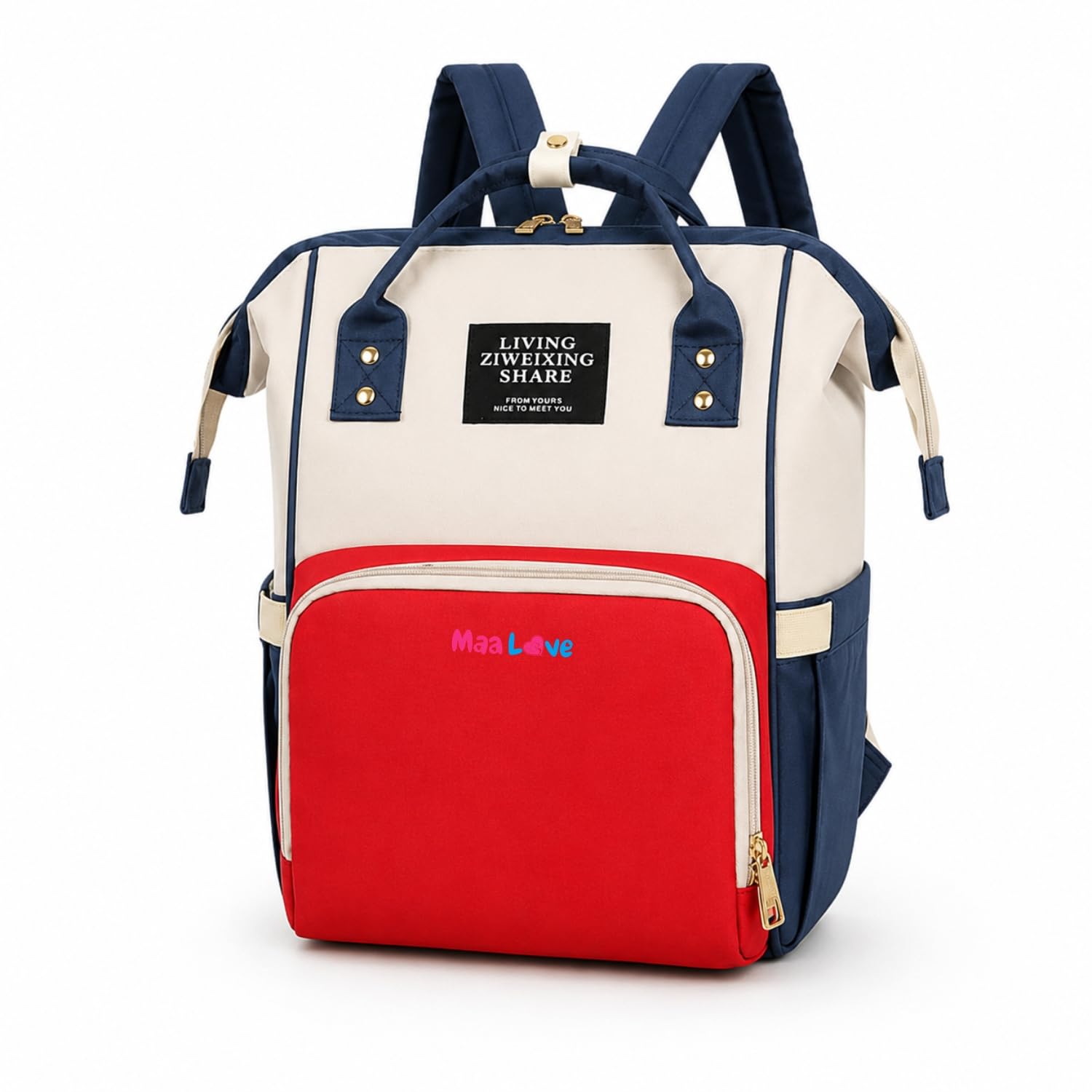 maalove Multifunctional Mummy Back pack Diaper Bag | Backside with zip opener | for Mothers for Travel | Travelling Bag, Backpack Maternity Bags for Mother and Baby (Red Mixed White)-image-13