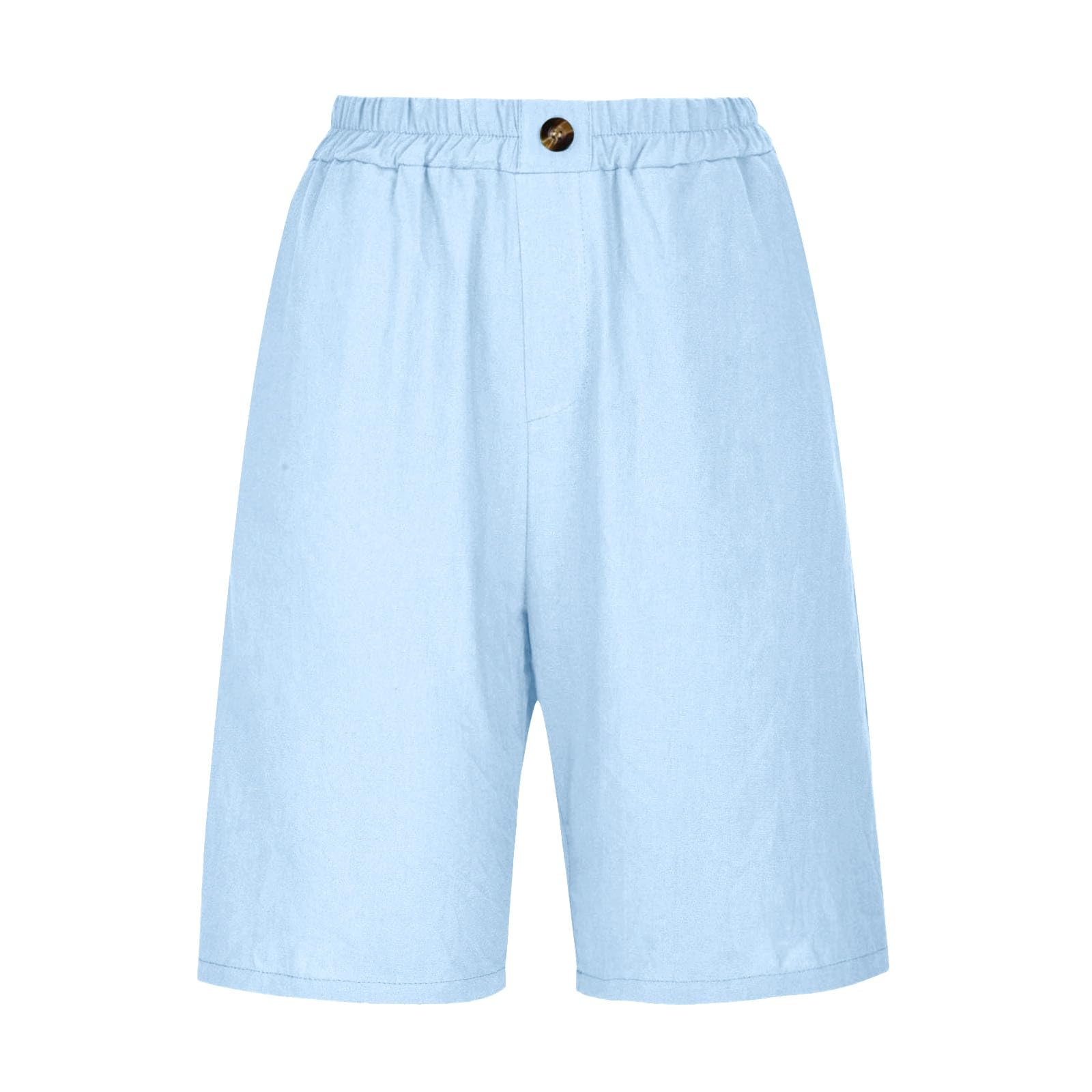 Pantaloncini Estivi da Donna, con Lunghezza al Ginocchio ed Elastico in Vita, Cotone e Lino, Elasticizzati, Stile Casual, per la Spiaggia Il Tempo Libero, Larghi, Taglie Forti