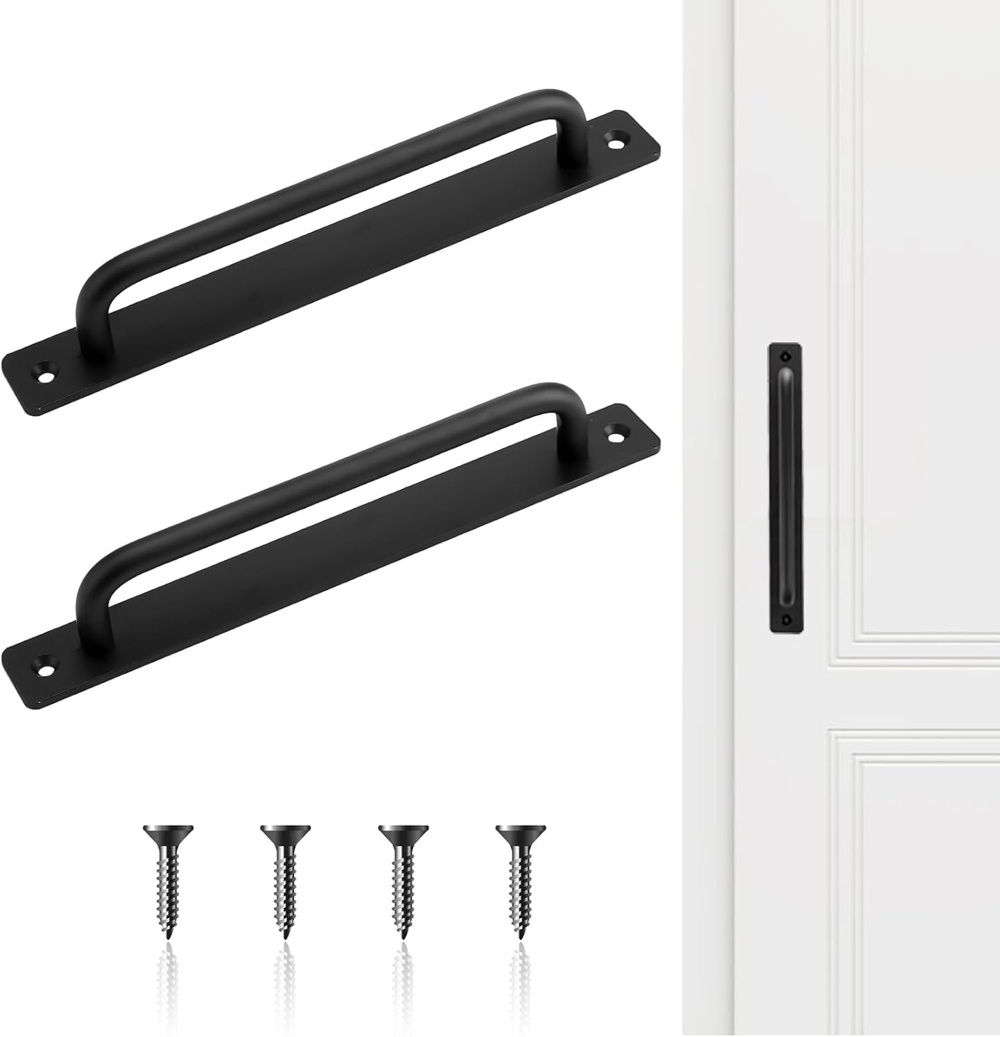 2 Pcs Black Door Handles Aluminum Alloy Pull Push Door Handles with