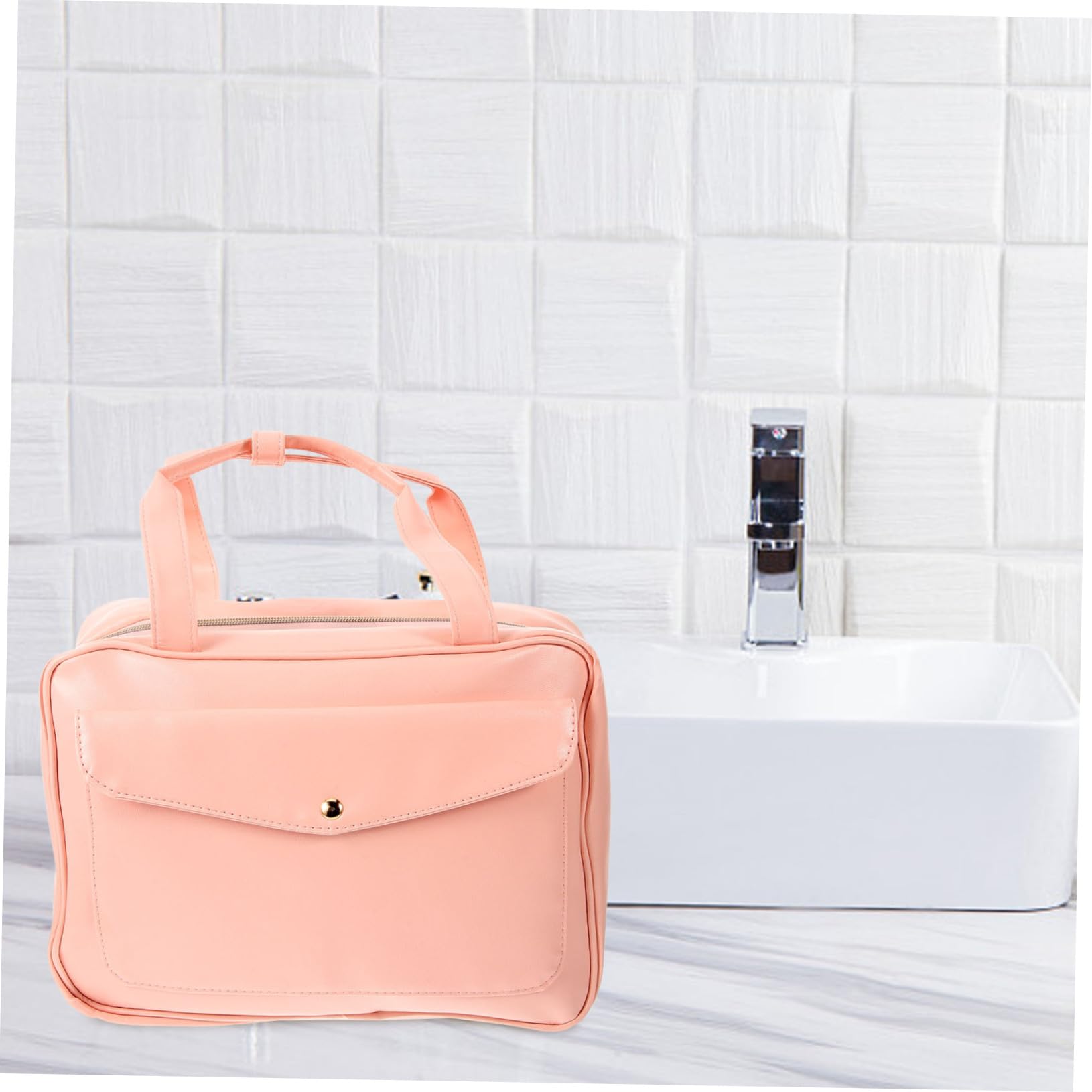 Borsa da Toilette Sospesa Multiuso da Viaggio in Pelle Pu Rosa | Capienza Ampia, Scomparti Multipli e Tasche, Manico Pratico, Struttura Robusta per Donne e Ragazze