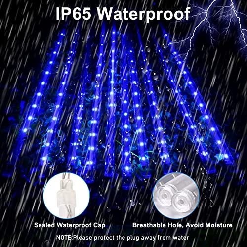 Blingstar Meteor Shower Lights 30Cm 10 Tubes 240 Led Christmas Lights Plug In Snowfall Led Lights Outdoor Waterproof Falling Rain Lights For Tree Holiday Porch Yard Patio Roof Party Decoration, Blue #TOP4