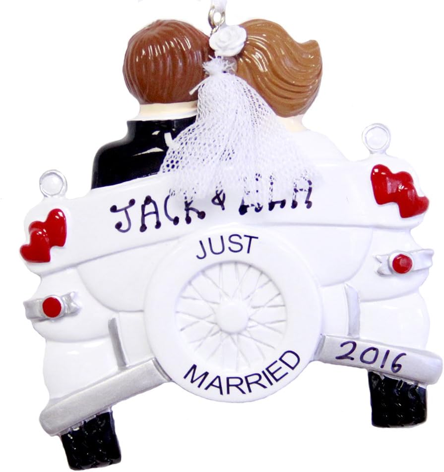 Personalized Just Married Wedding Car Christmas Ornament 2021