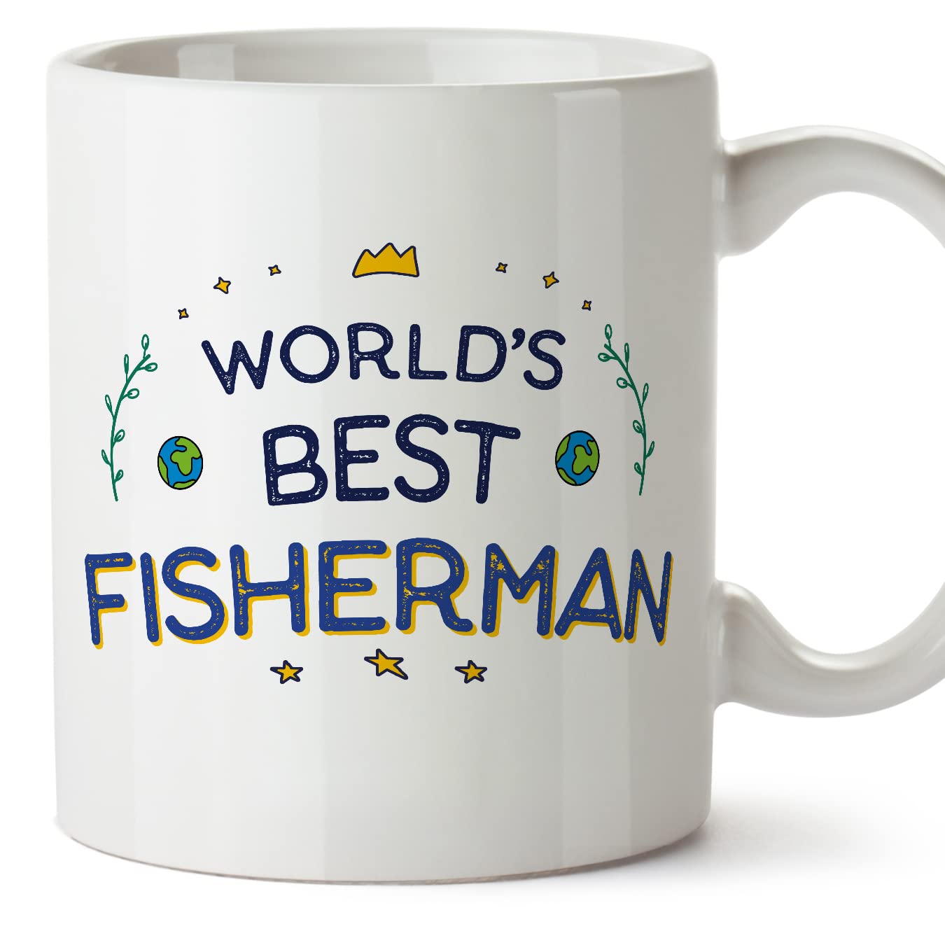 MUGFFINS Fisherman Man Mug - in English - World's Best - Funny Gift for Colleagues - Ceramic 11oz Mug — image 1