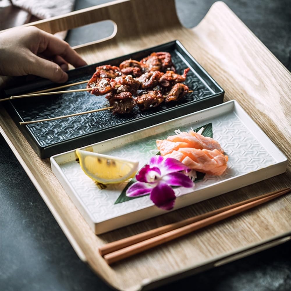 Plato rectangular para sushi comercial plano japonés decorativo (A)