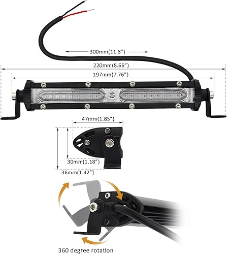 Miniatura 2 de Barra de luces antiniebla LED de una sola fila ultra delgada de una sola fila, luces de niebla rojas para caza, luces de pesca, 2 unidades, 7