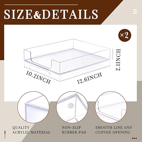Miniatura 3 de Lincia 2 bandejas de acrílico apilables de 12.6 x 10.2 x 2.1 pulgadas, transparente