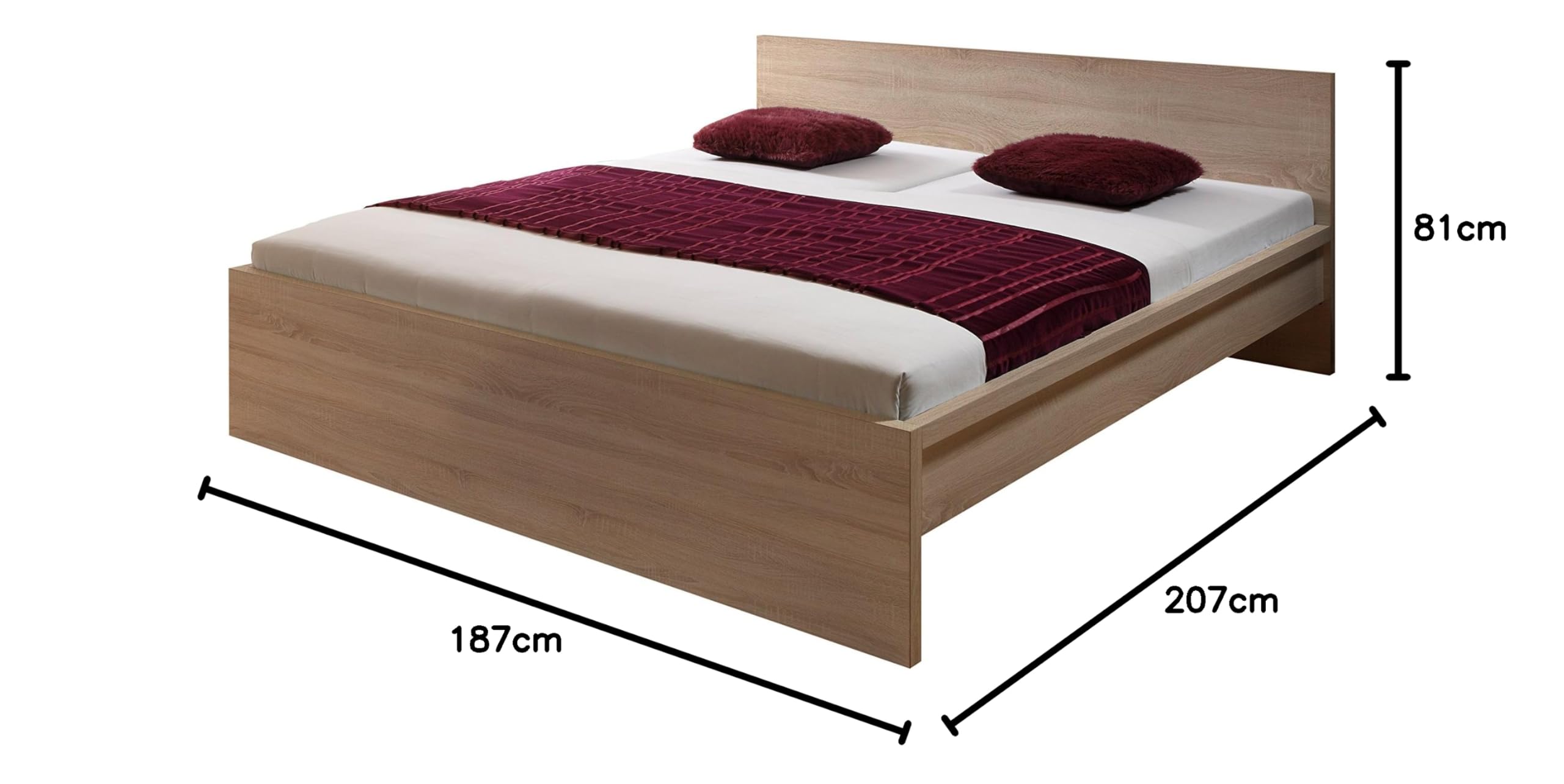 AVANTI TRENDSTORE - Melli - Struttura letto, disponibile in 3 diverse misure e 2 diversi colori (Marrone, 180x200 cm)