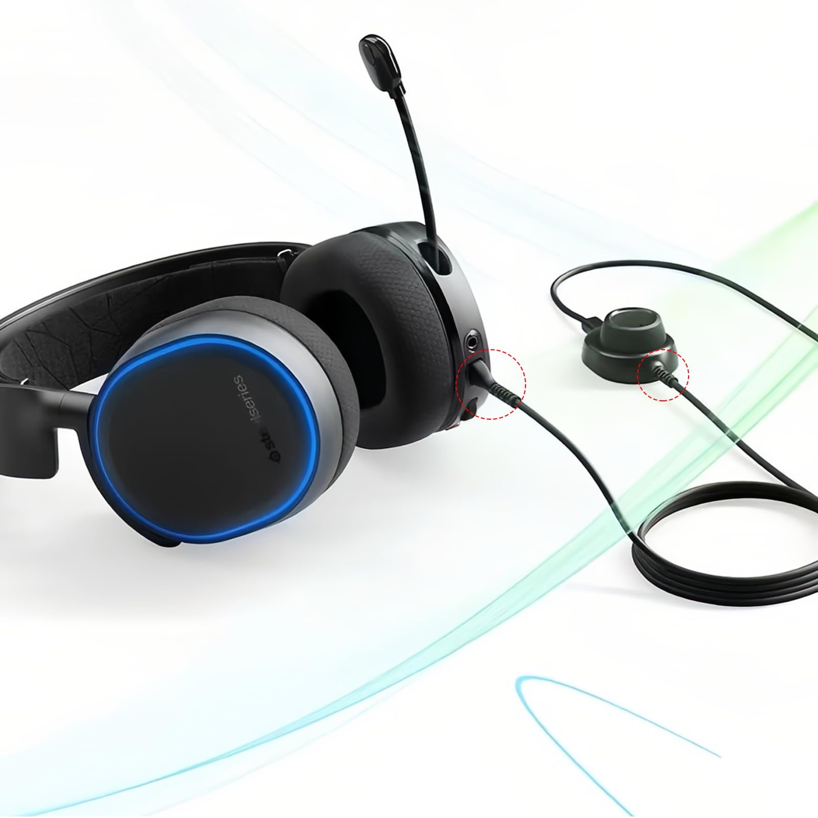 Câble Audio pour Casque, Casque Audio Câble de Remplacement pour Arctis 3 Arctis 5 Arctis 7 Arctis Pro, 150 Cm de Câble D'extension de Carte son de Rechange, Noir