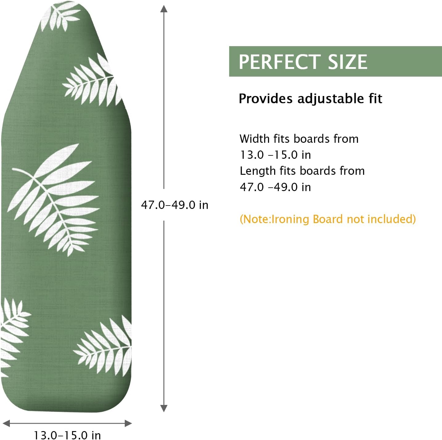 SheeChung 15" x 49" Ironing Board Cover and Pad +Ironing Board Padding Only,Cut to Desired Sizes