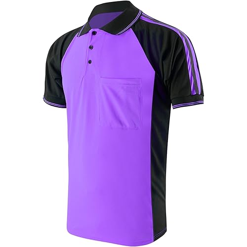 Safety Shirt High Visibility Short Long Sleeve Reflective Polo Shirts, Work T Shirts for Men Construction