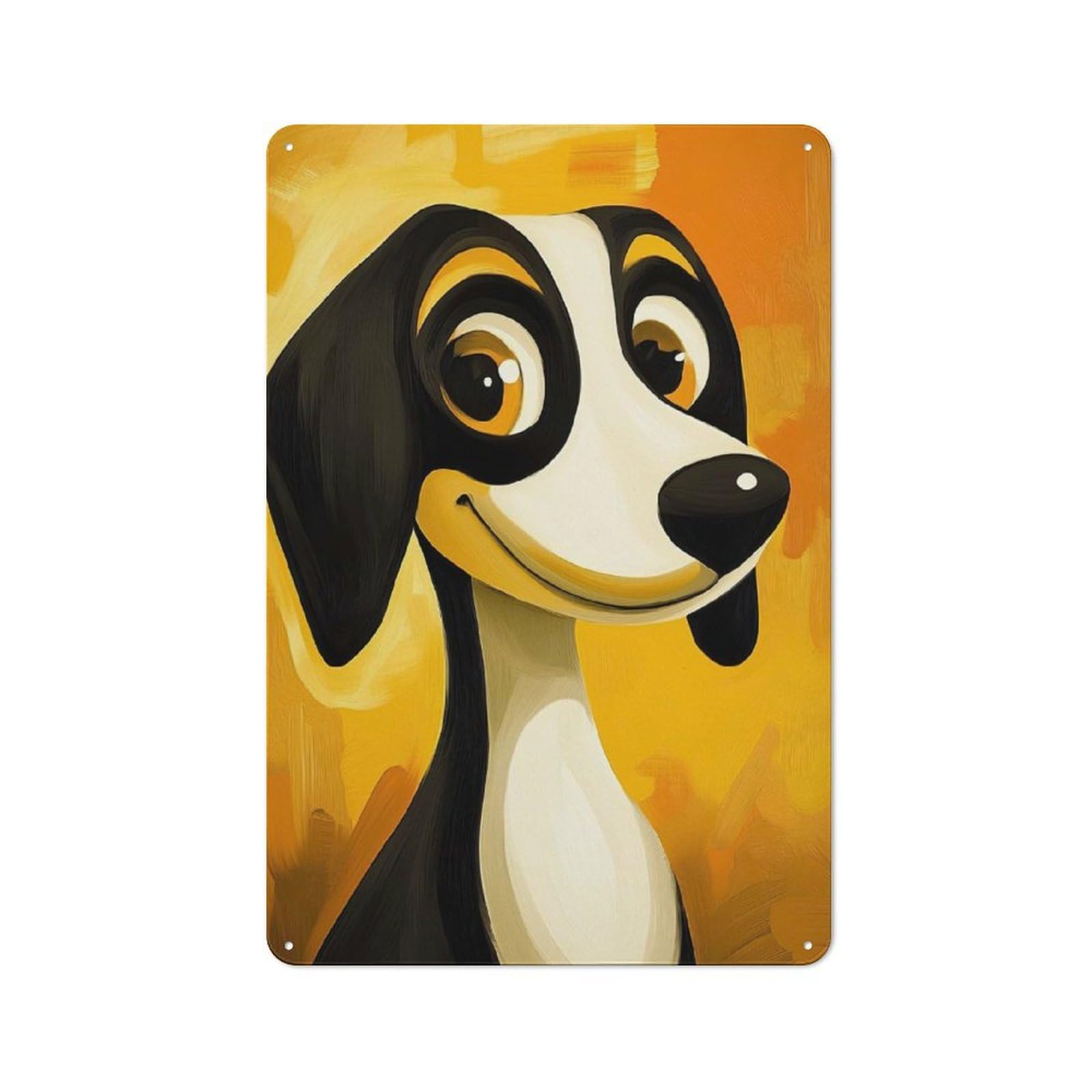 Junmoney Style-22 Rustic Tin Sign 30X20cm Featuring Smiling Cartoon Dog For Living Room Wall, For Room Styling Across Living Rooms And Feature Walls