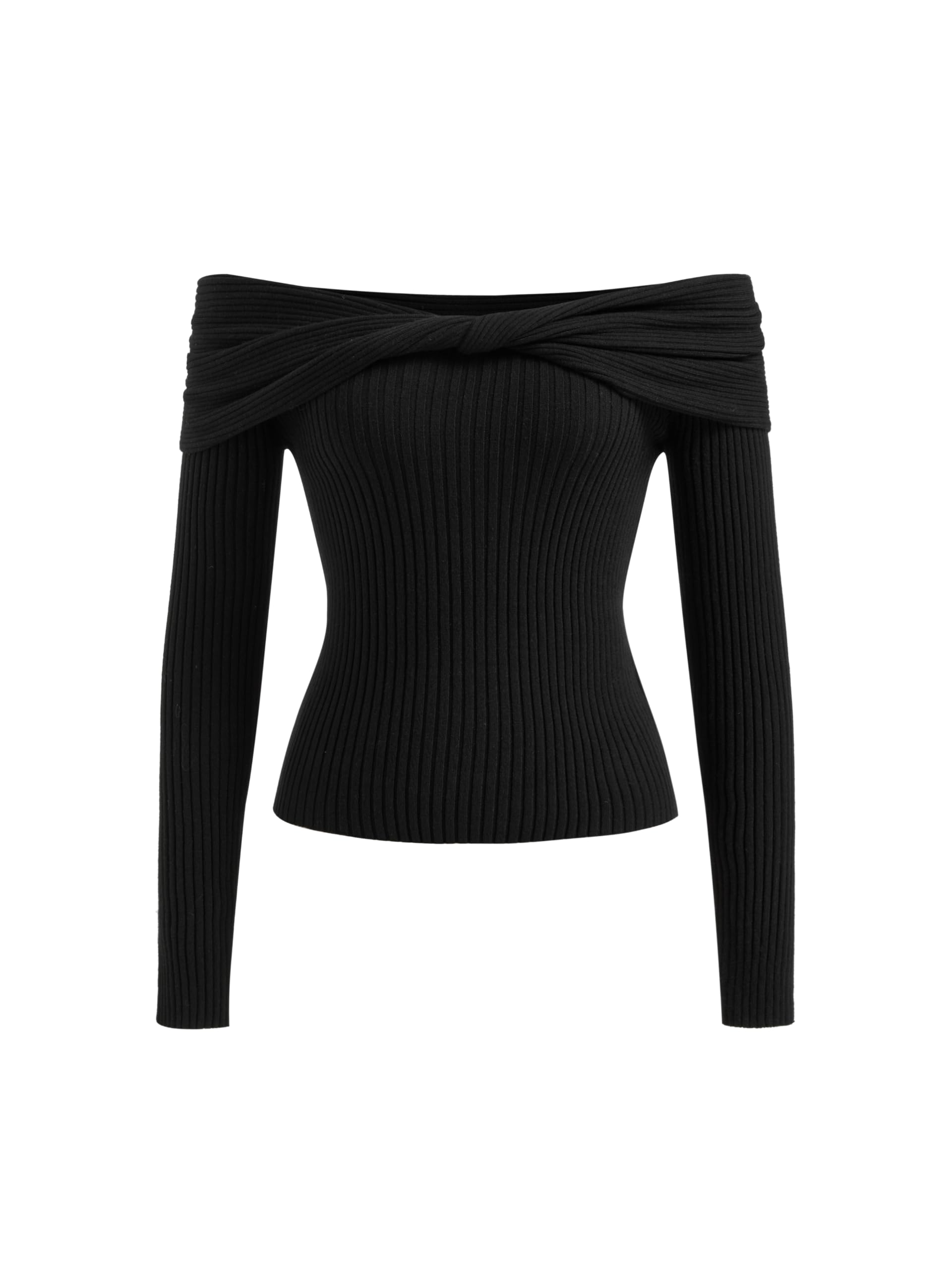 CIDER Womens Off Shoulder Sweater Long Sleeve Y2K Twisted Ribbed Knit Pullover Top Going Out Trendy Fall Fashion