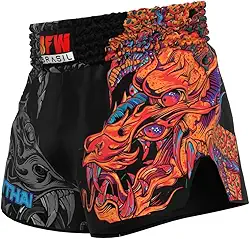 Short Muay Thai Calção Modelo Tailandês Unissex - Dragão New Laranja (BR, Alfa, XG, Plus Size, Regular)