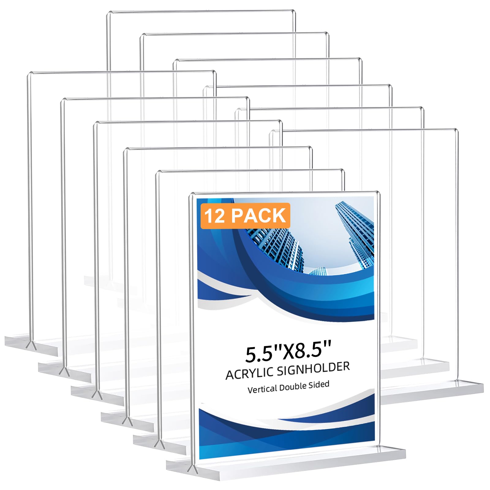 Acrylic Sign Holders - 12 Pack for Displays -9 Acrylic Sign Holders - 12 Pack for Displays -9