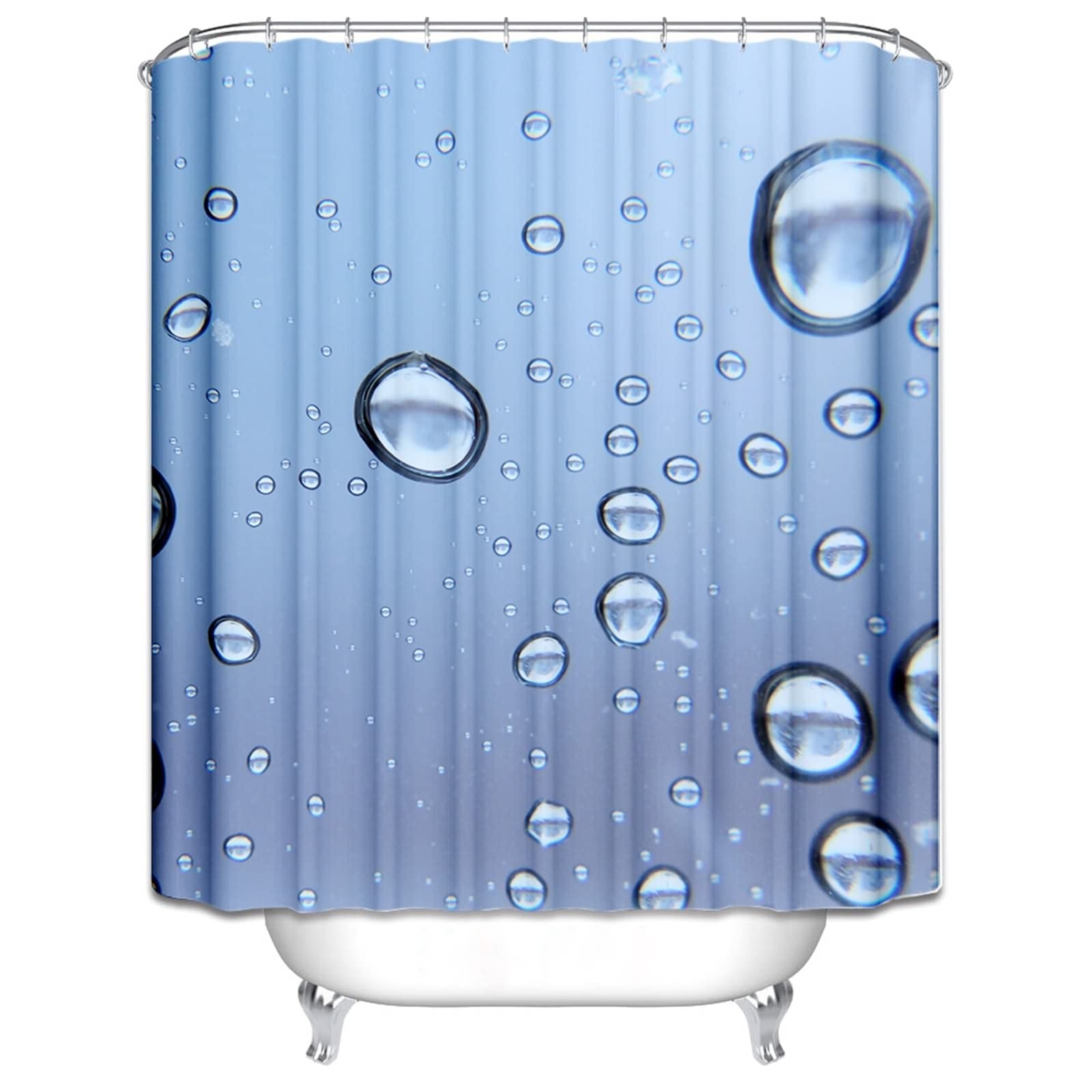 Tenda Doccia 150 x 180, Poliestere Multicolore Modello di goccia d'acqua Tende doccia bagno tessuto con ganci