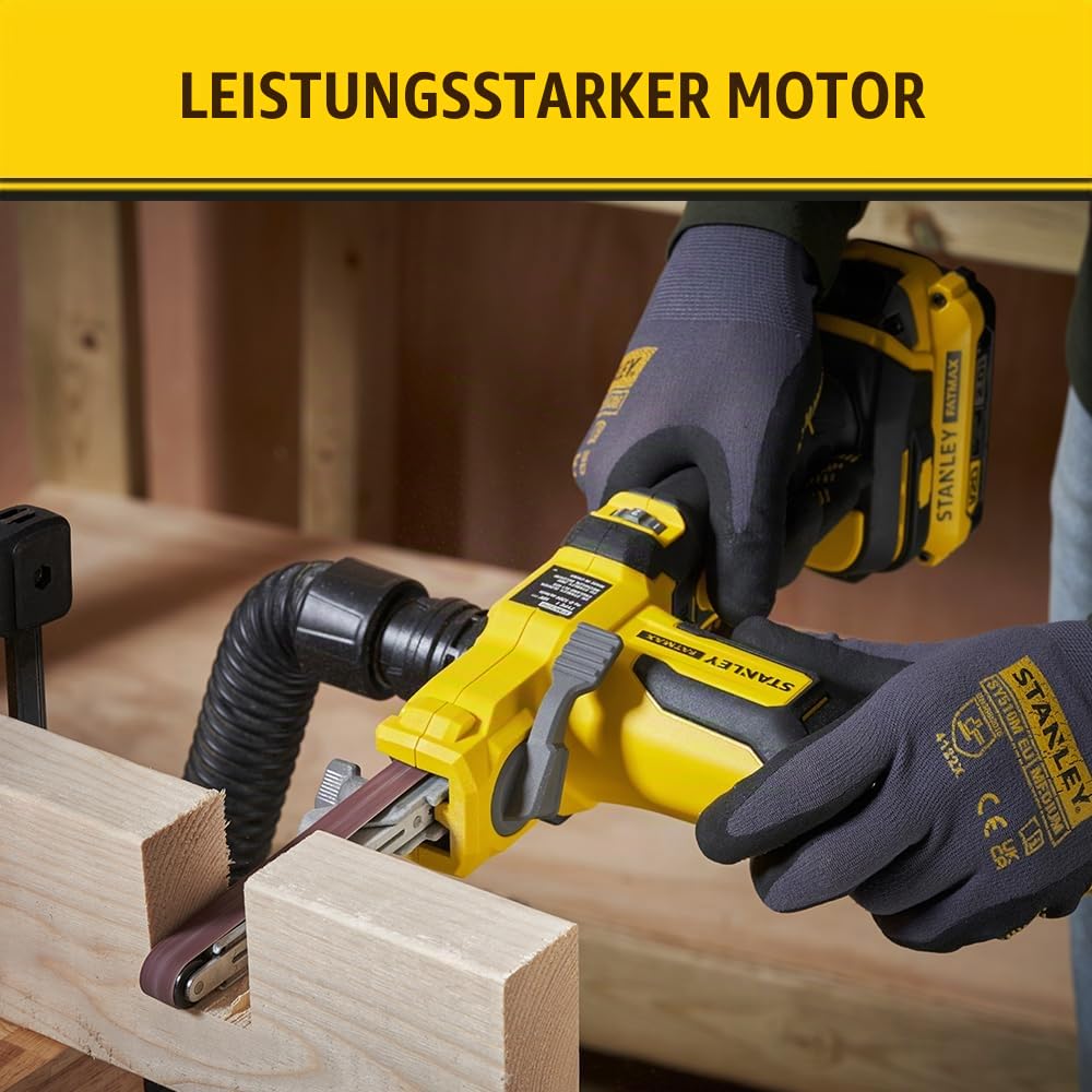 STANLEY FATMAX 18V V20 Akku-Bandfeile (Power-Feile mit variabler Drehzahl, ideal zum Feilen, Entrosten, Entgraten und Schleifen, Lieferung ohne Akku und Ladegerät) SFMCE210B-XJ