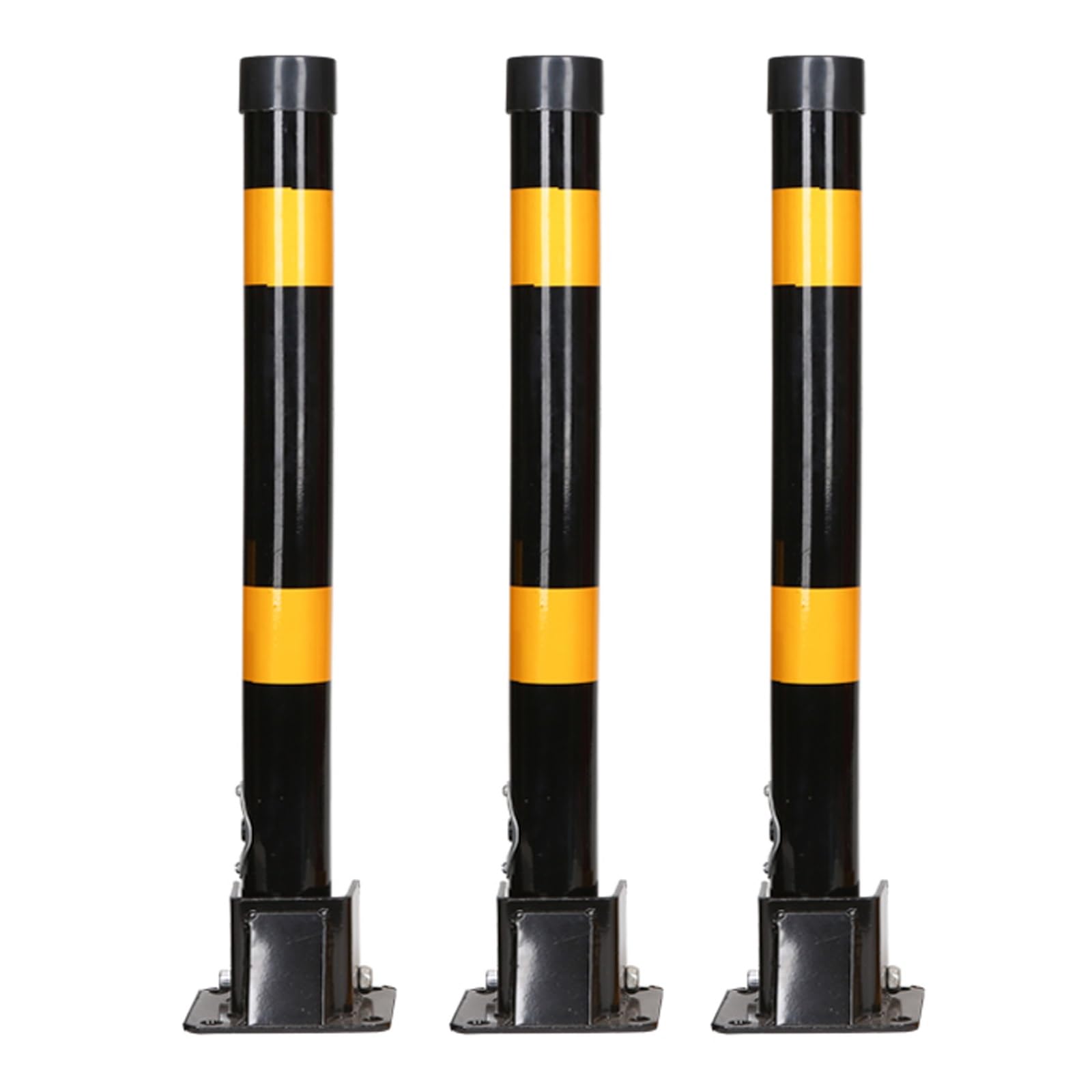 MOKLYF Safety Bollard, Driveway Garage Security Post, Road Pile Traffic Facility for Warning, Driveway Parking Interceptor Bollard, for Parking, Road Safety (Black (3pcs))