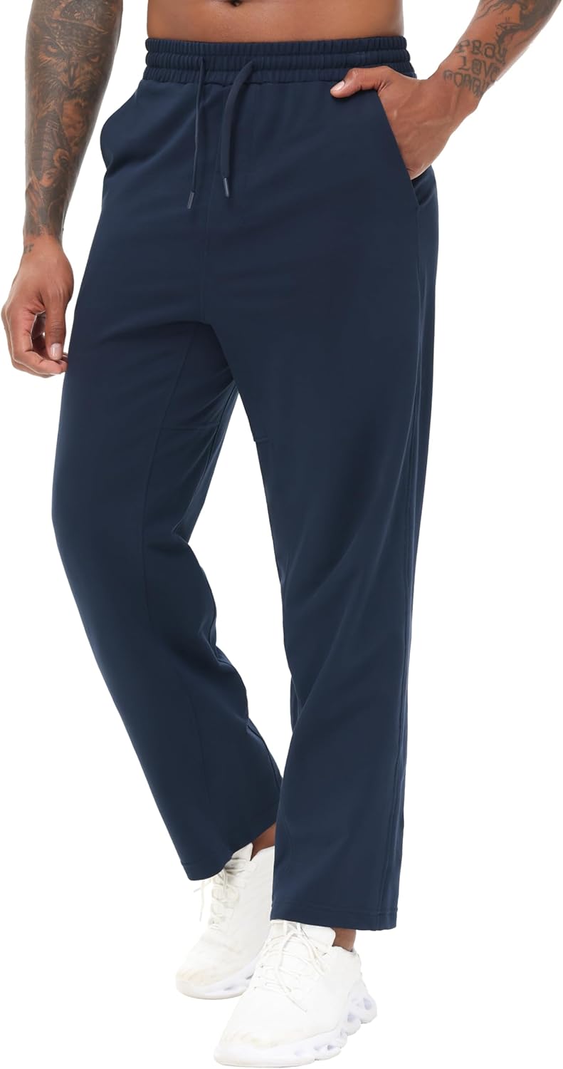 THE GYM PEOPLE Men's Baggy Sweatpants Lightweight Lounge Open Bottom Athletic Workout Pants with Pockets - Image 2