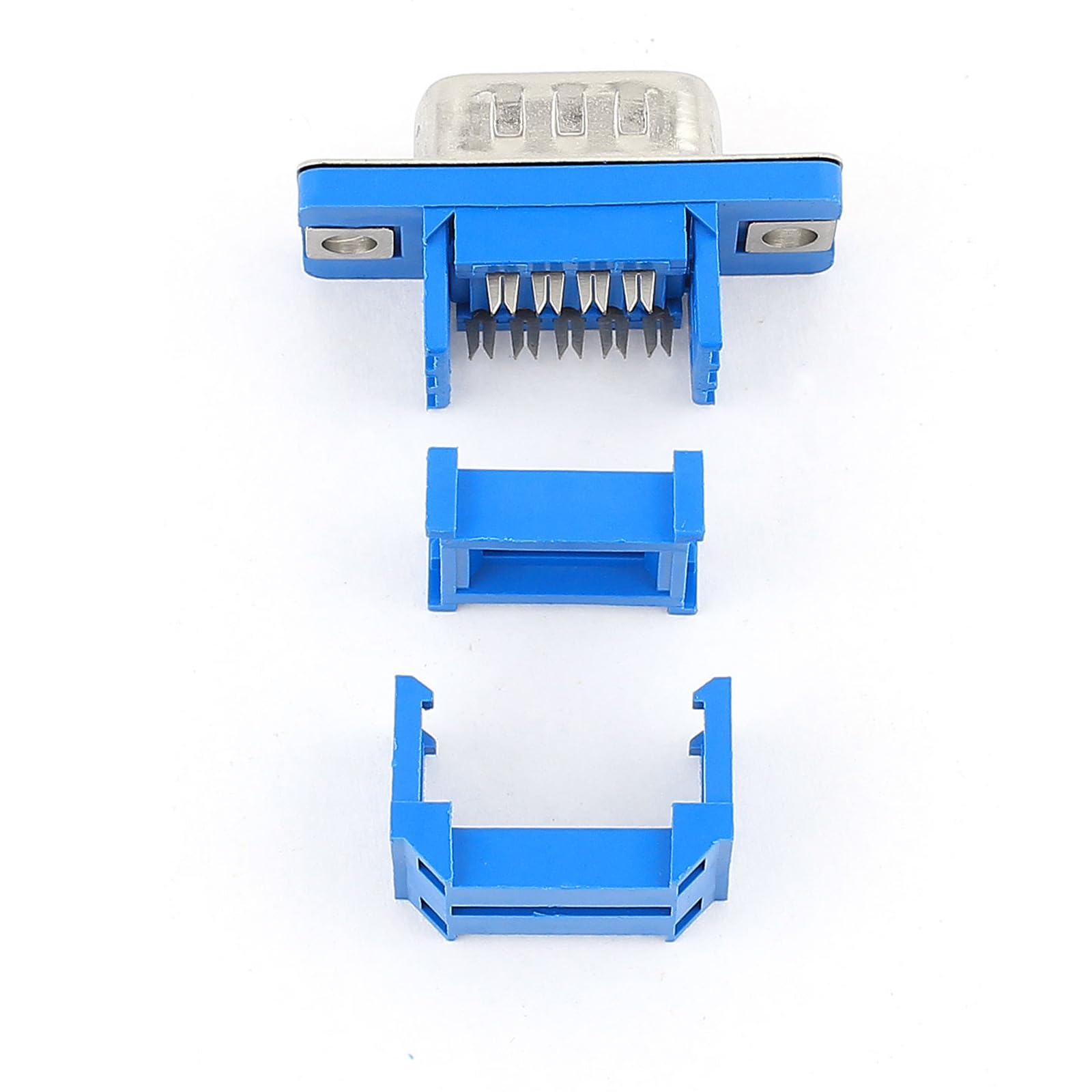 QUARKZMAN D-SUB DB9 9 Broche Mâle IDC Type Sertissage Adaptateur Connecteur et 9 Broches 2 Rangées Femelle Prise IDC Sertissage Port Terminal pour Plat Ruban Câble Bleu 1 Jeu