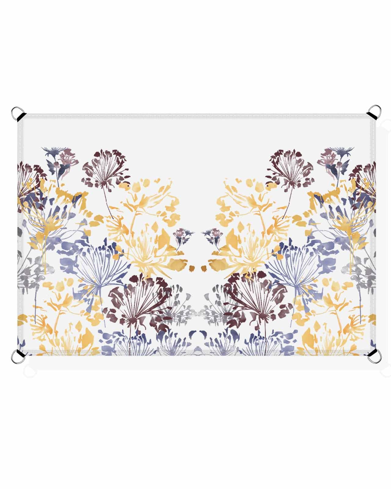 Boanket Sun Shade Sail 8' x 10', Blue Yellow Brown Botanical Rectangular Waterproof Outdoor Sun Shades, Pastoral Spring Floral Elegant Shade Cloth for Patio Deck Terrace Garden Lawns Beach Backyard