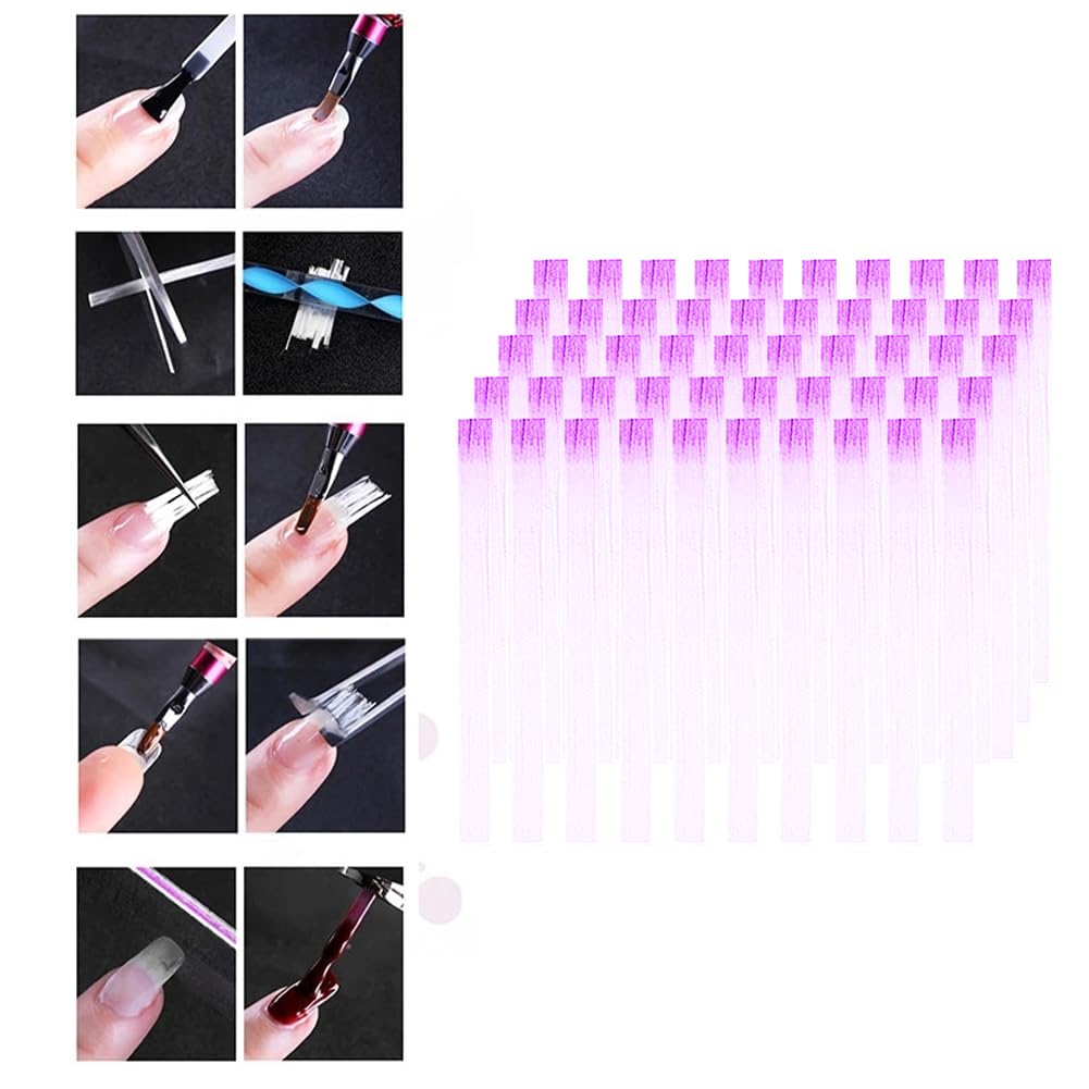 Extensiones de Uñas de Fibra de Vidrio,Extensiones de Uñas de Vidrio,Extensión de Uñas de Seda,Para Salones De Uñas Nail Extension Para Mujeres Niñas,Púrpura(100PCS)
