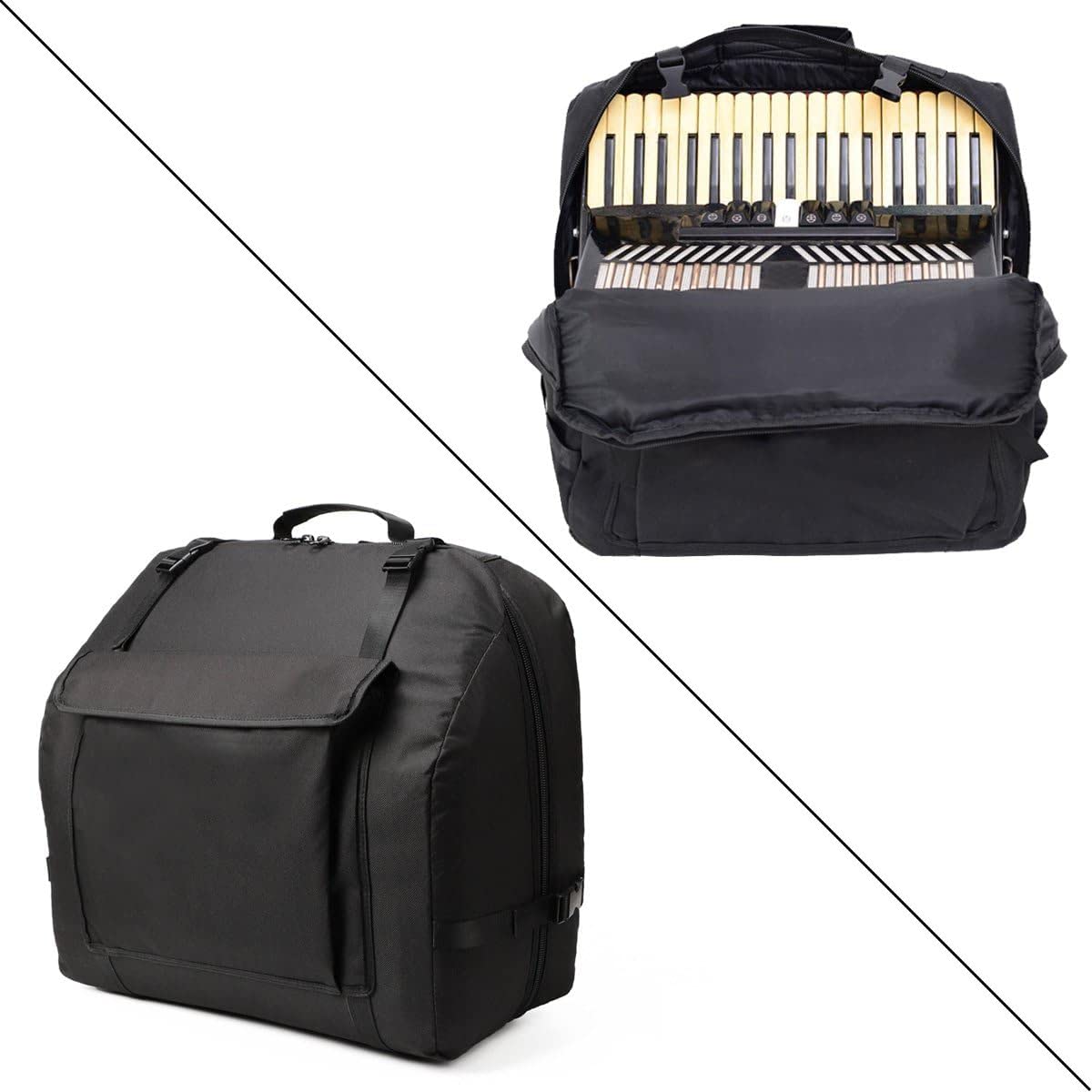Borsa A Fisarmonica Per 120 Talla Grande Bassi Con Tracolla Regolabile + Scomparti Aggiuntivi, Custodia Protettiva Morbida