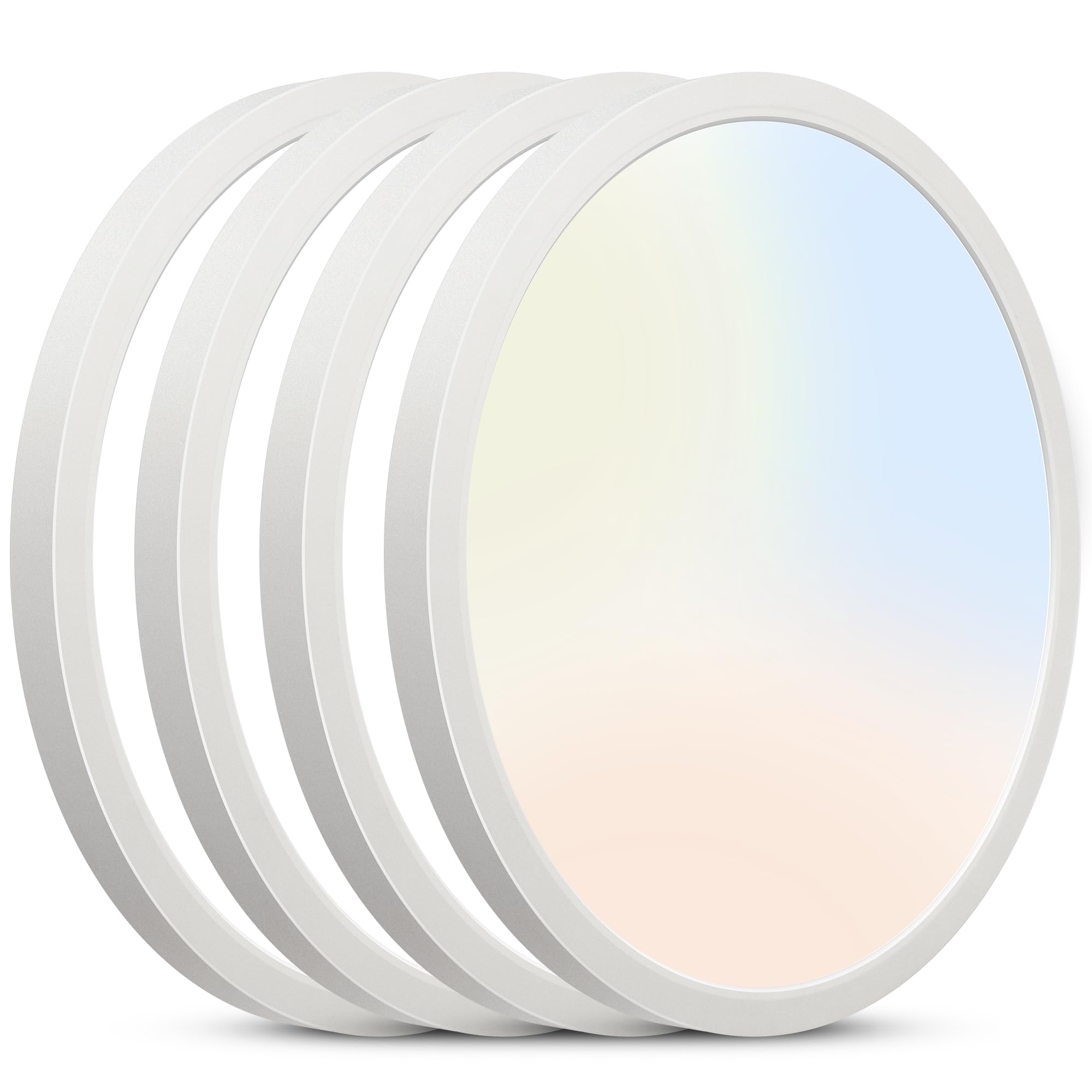 SunRider 4-Pack LED Flush Mount Ceiling Lights, Dimmable 5CCT Selectable 2700K-6000K, 12inch 20W 2000LM Bedroom Round Flat Light Fixture, 200W Equiv.