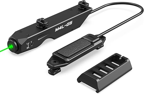 Votatu Láser verde con interruptor de presión compatible con riel M-Lok, mira láser de rifle táctico de bajo perfil, función estroboscópica