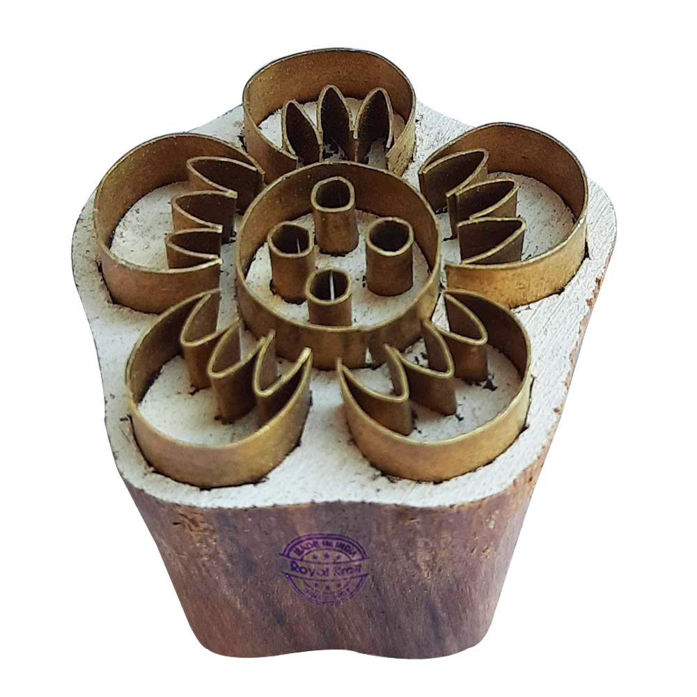 Royal Kraft Floral Brass Wooden Stamps for Block Printing on Clay, Pottery, Fabric Btag136